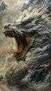 Dragon\'s Roar: A Masterful Manga Canvas of a Gorgeous Tsunami Se Royalty Free Stock Photo