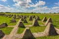 Dragon`s teeth - World War II antitank barrier, Miedzyrzecz. Royalty Free Stock Photo