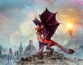Dragon scene 3D illustration