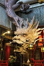 Dragon sculpture made of wood in Kuanzhai Alleys, Chengdu, China