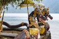 Dragon sculptures on the temple grounds Pura Ulun Danu Bratan, Bali, Indonesia Royalty Free Stock Photo