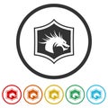 Dragon shield logo design icon color set Royalty Free Stock Photo