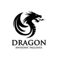 Dragon silhouette circle logo design