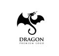 Dragon Silhouette In A Circle Logo Vector