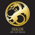 Dragon silhouette golden Royalty Free Stock Photo