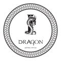 Dragon silhouette inside capital letter I. Elegant Gothic Dragon Logo with tattoo element. Heraldic symbol beast ancient mythology