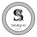 Dragon silhouette inside capital letter S. Elegant Gothic Dragon Logo with tattoo element. Heraldic symbol beast ancient mythology