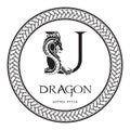 Dragon silhouette inside capital letter U. Elegant Gothic Dragon Logo with tattoo element. Heraldic symbol beast ancient mythology