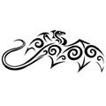 The dragon silhouette is painted black with various lines. Logo of a fabulous animal dragon