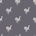 Dragon silhouettes seamless minimalistic pattern. Grey palette magical artwork. Simple design.