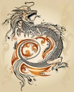 Dragon Sketch Tattoo Tribal Vector