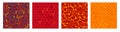 Dragon skin. Animal fire armour stone lava seamless pattern, red snake fairy dragons reptile scale structure, roof