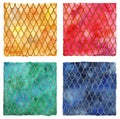 Dragon skin scales pattern texture background four colors set Royalty Free Stock Photo