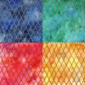 Dragon skin scales pattern texture background four colors set