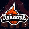 Dragon sport logo basketball design