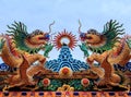 Dragon Statue Chinese temple roof Royalty Free Stock Photo