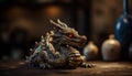 Dragon statue decoration, ancient Chinese culture, wood sculpture craft souvenir generated by AI