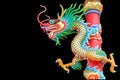Dragon Statue isolated on black background Royalty Free Stock Photo
