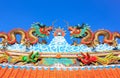 Dragon statue on roof ,sky. Royalty Free Stock Photo