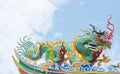 Dragon statue on the top of the roof at chinese temple Royalty Free Stock Photo