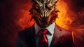 Dragon In A Suit: Intense Portraiture With Vray Tracing And Atmospheric Illusionism Royalty Free Stock Photo