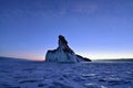 Dragon Tail Rock Under the Milky Way Galaxy at Frozen Lake Baikal