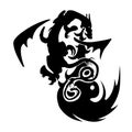 Dragon tattoo. Tribal dragon. Black and white dragon tattoo Royalty Free Stock Photo