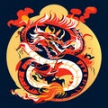 Dragon tattoo. Vector illustration. Isolated on a dark background. generative AI Royalty Free Stock Photo