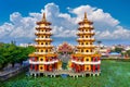 Dragon and Tiger Pagodas in Kaohsiung, Taiwan. Royalty Free Stock Photo