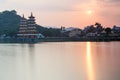 Dragon And Tiger Pagodas at sunset, in Lotus pond, Kaohsiung, Taiwan