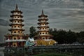 The Dragon and Tiger Pagodas temple located at Lotus Lake in Zuoying District, Kaohsiung, Taiwan Royalty Free Stock Photo