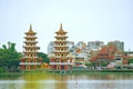 Dragon Tiger Tower at Lotus Pond. Royalty Free Stock Photo