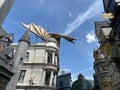 The dragon on top of Gringotts bank in the Diagon Alley