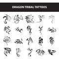 dragon tribal tattoos. Vector illustration decorative design