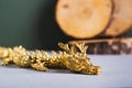 Dragon and wood decoration for chinese new year green wood dragon