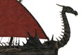 Dragon wooden ship in a white background