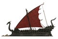 Dragon wooden ship in a white background