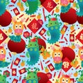 Dragon year zodiac Chinese seamless pattern