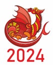 2024 Dragon Zodiac sign. Vector animals design.