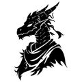 Dragonborn Silhouette Illustration for Fantasy Themes and Mythical Graphic Designs