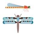 Dragonflies Icon in Geometric Flat Style