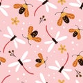 Dragonflies & Moths Seamless Pattern