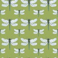 Dragonflies seamless pattern. Watercolor hand-drawn dragonfly background. Royalty Free Stock Photo