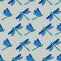 Dragonflies Trellis, repeat vector pattern design of dragonflies flying wings open and closed Royalty Free Stock Photo