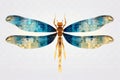 Dragonfly Beauty Isolated on white background. Illustration of dragonfly with geometrical wings Royalty Free Stock Photo