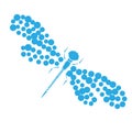 dragon-fly silhouette. Cartoon graphic illustration of damselfly isolated with black and white wings. Sketch insect