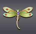 dragonfly brooch made of gold with precious st