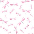 Dragonfly cartoon seamless pattern. Repeating clothes textile print with darning-needle insects.