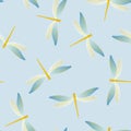 Dragonfly colorful seamless pattern. Repeating clothes textile print with darning-needle insects