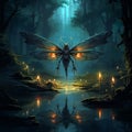 Dragonfly In A Dark Forest: A High Fantasy Illustration Inspired By Darkest Dungeon